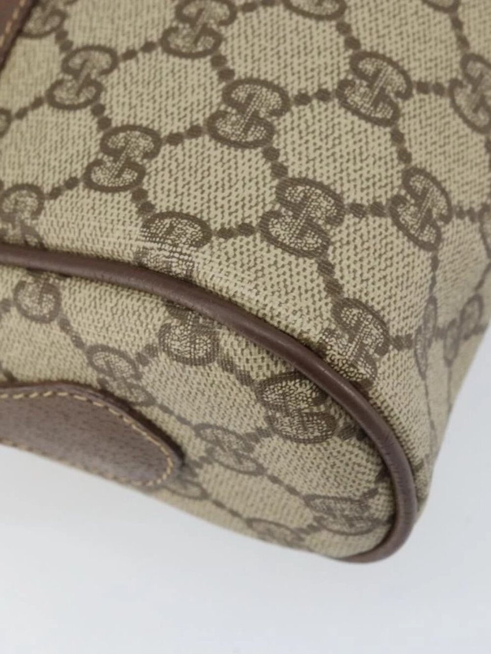 GUCCI GG Supreme Web Sherry Line Bag PVC Beige Gold - Picture 4 of 16